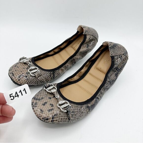 Me Too Olympia  Snakeskin Embossed Real Leather Ballet Flats w/Bit Detail size 8 - Picture 10 of 10